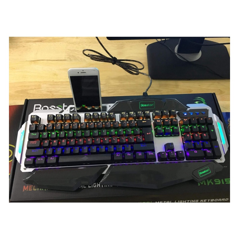 Bàn Phím Cơ Keyboard BOSSTON MK915 Chính hãng (Phím cơ, Blue switch, 10 chế độ LED)