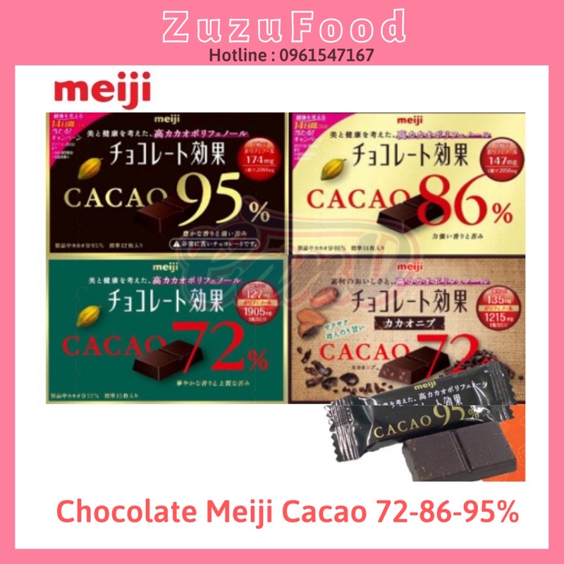 Chocolate Meiji Cacao Đen Nguyên Chất 72% 86% 95%