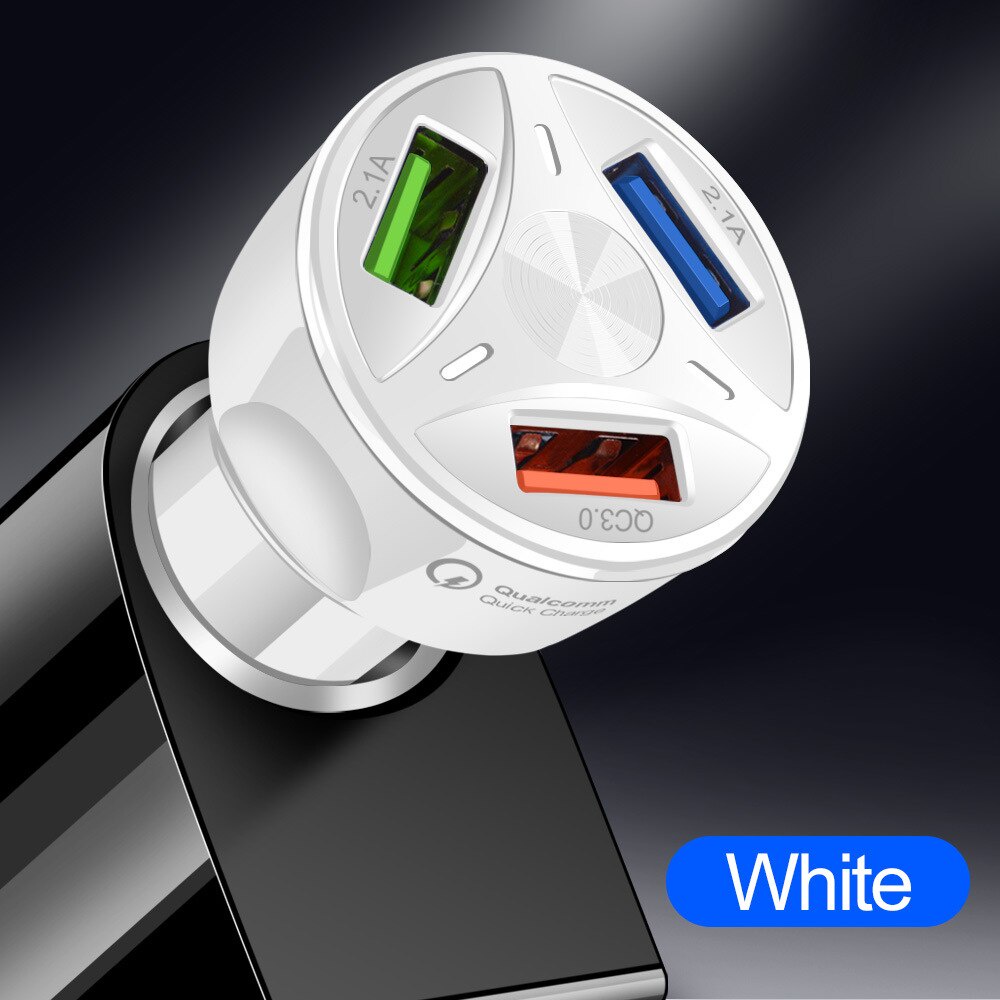 Củ sạc nhanh 3 cổng USB có đèn LED cho điện thoại 12V-24V 3A QC3.0