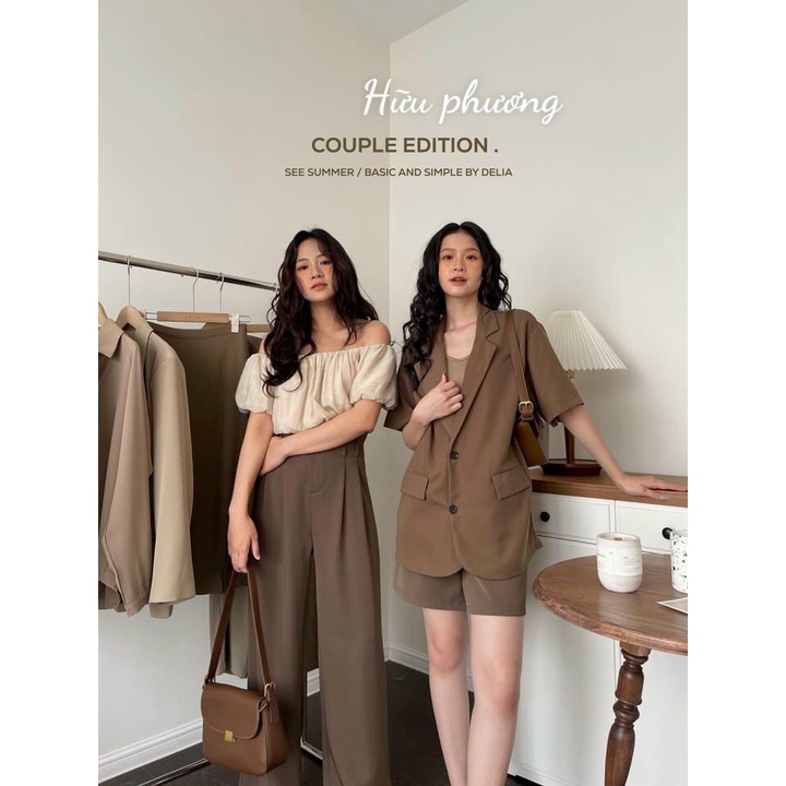 (Free Ship) Sét Áo Khoác Vest Tay Ngắn Diện Đi Làm Đi Chơi Đều Sang Chảnh UP Valetina Shop