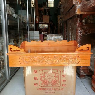 Bàn thờ treo tường gỗ xoan ngang 60 cm trạm rồng gồm 1 bộ ke đế