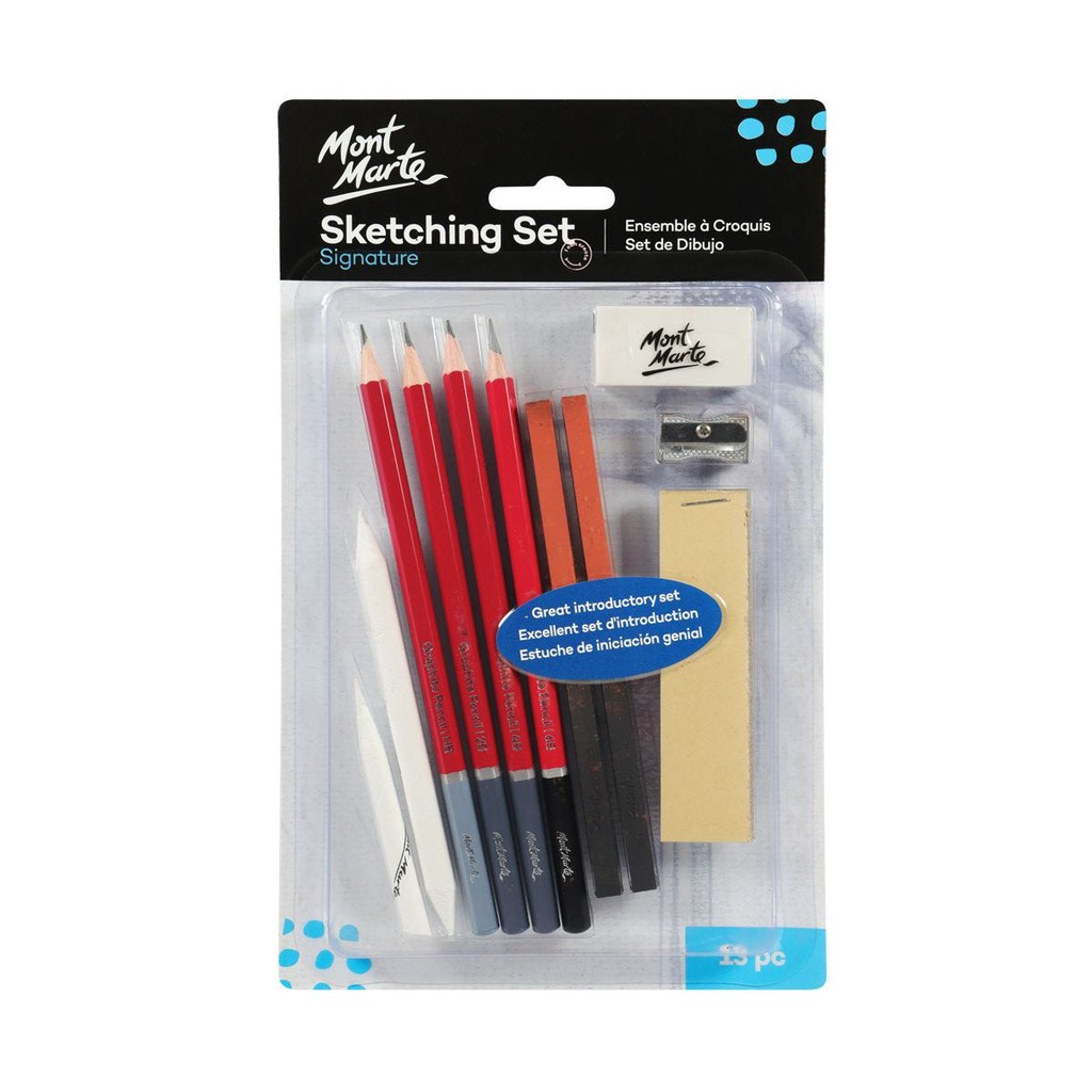 Bộ Bút Chì Vẽ 13 Món Mont Marte - Sketching Set Signature 13pc - MPN0040