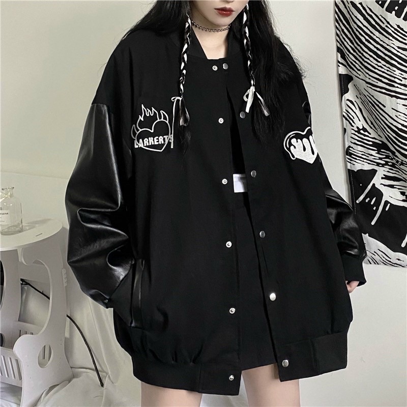 BOMBER KAKI PHỐI TAY DA IN LAKERST