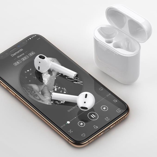 Tai Nghe Bluetooth không dây Nhét Tai, Tai nghe không dây phụ kiện tai nghe Điện Thoại IOS Và Android Siêu Hay | i12 R