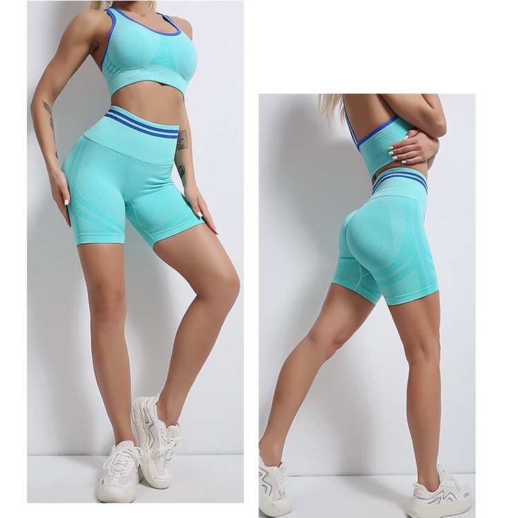 Bộ Đùi Tập GYM Thể Thao Dệt Kim Viền Quần Short Nhún Mông Set Tập Cadio, Chạy Bộ, Đẹp Xe, Erobic