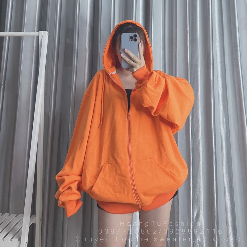 Áo khoác hoodie nỉ bông Màu Cam 🍊 M601