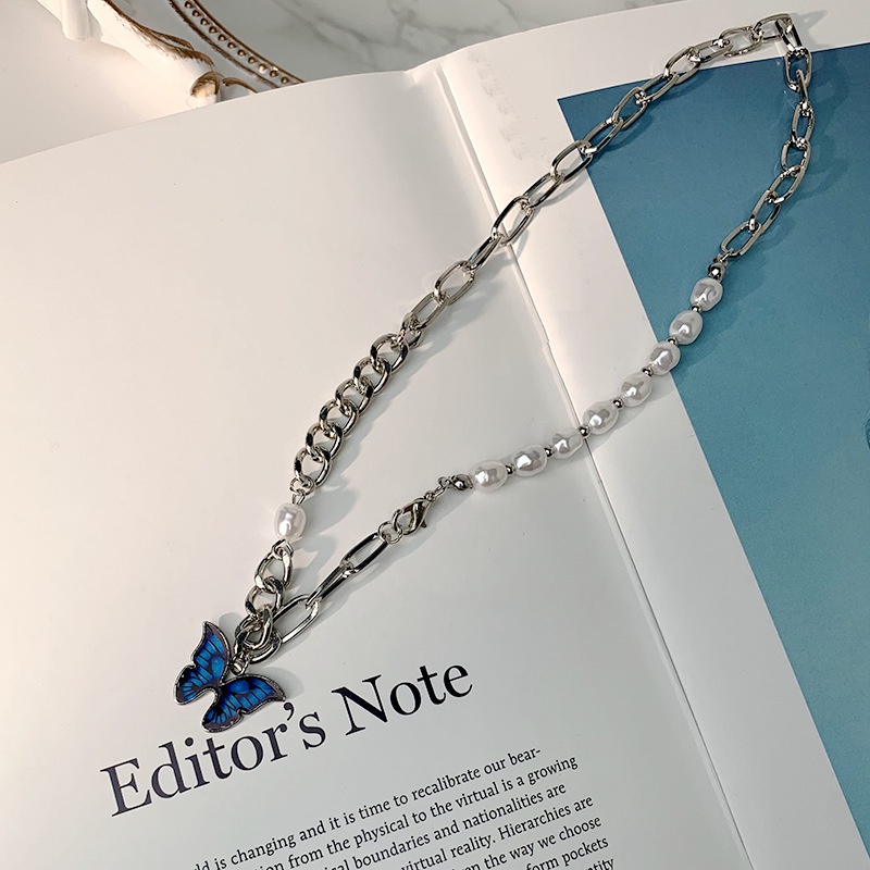 Vòng Cổ Choker Hình Trái Tim/Bướm/Hạt Ngọc Trai Màu Bạc Thời Trang Cho Nữ