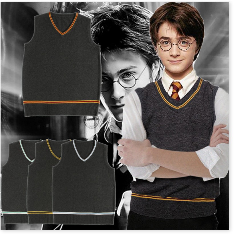Harry Potter áo len cổ V Gryffindor cosplay hàng ngày nam và nữ với cùng đoạn JK áo len đồng phục vest