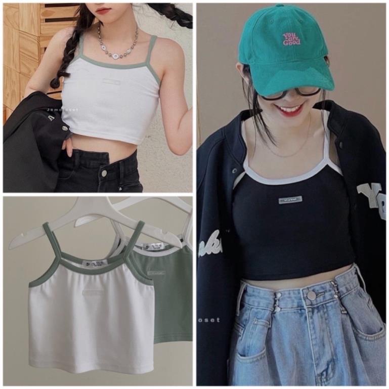 [Xả Kho] Áo 2 Dây Croptop Dáng Ống♥️ Áo Croptop Nữ Thêu WILL Chất Bo Gân Thiết Kế Basic Ôm Sát Body Lên Dáng Cực Xinh