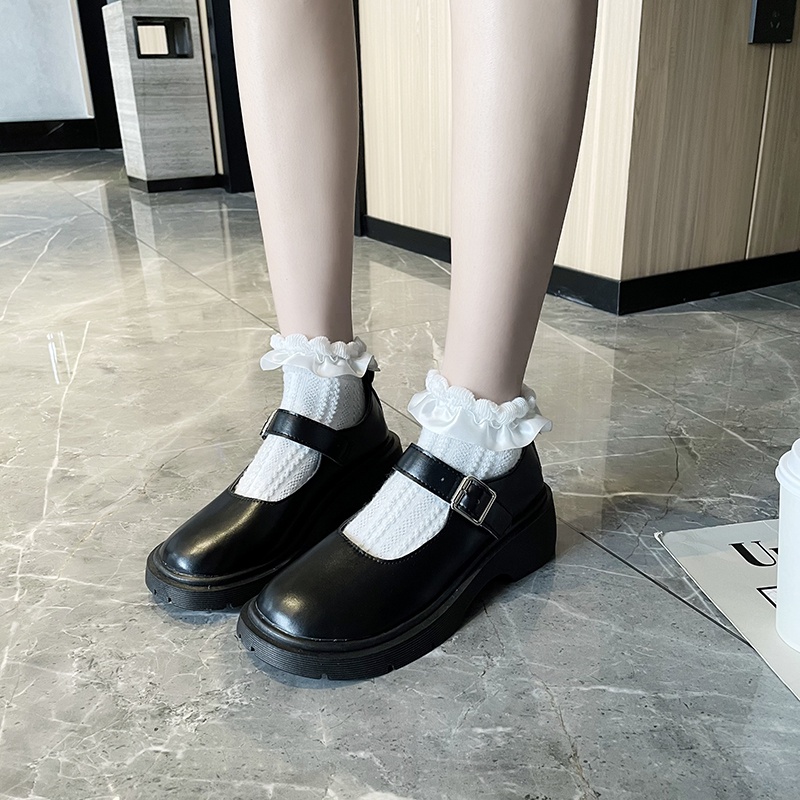 Giày Ulzzang Nữ Mary Jane Dây Cài 5cm Phong Cách Hàn Quốc