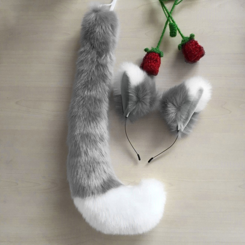 Đuôi Bông Hóa Trang Nhân Vật Anime Tai Sói Màu Sắc Tương Phản