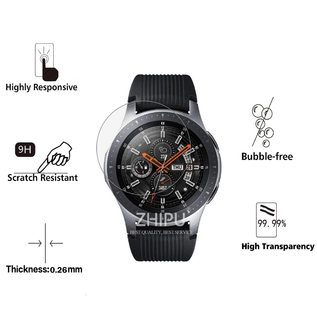 Set 2 Kính Cường Lực Bảo Vệ Màn Hình Đồng Hồ Samsung Galaxy Watch 46mm &amp; 42 mm 9h Premium Và Phụ Kiện