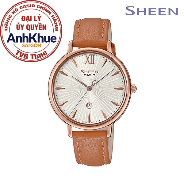 Đồng hồ nữ dây da Casio Sheen chính hãng Anh Khuê SHE-4534PGL-7AUDF
