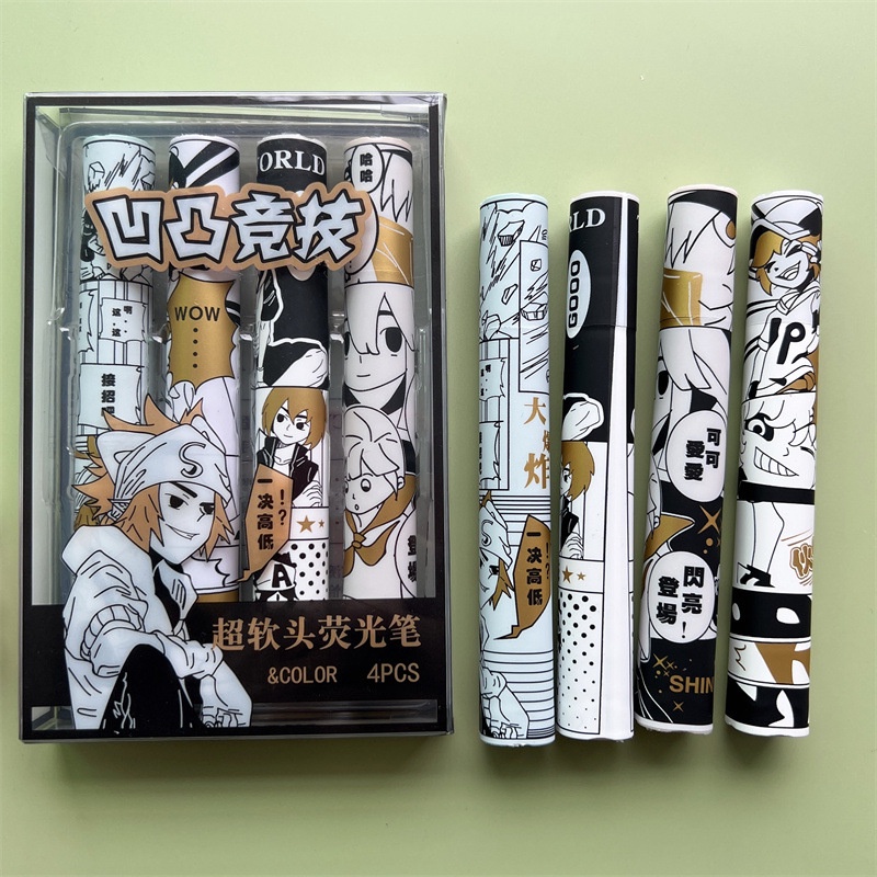 Set 4 Bút Bắt Sáng Đầu Mềm ins Etc. Bút Đánh Dấu Nhiều Màu Sắc Sáng Tạo Chất Lượng Cao