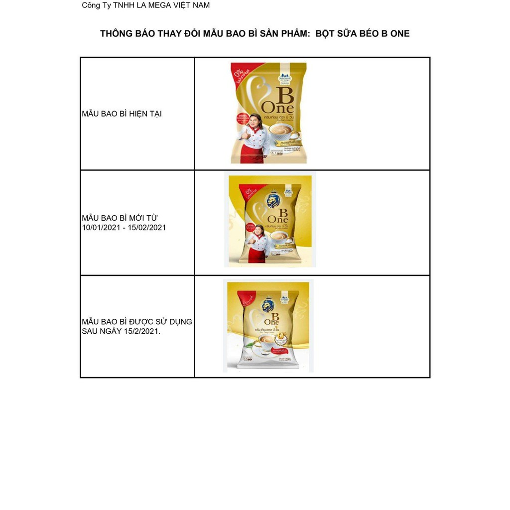 Bột kem béo B one Thái Lan 1kg