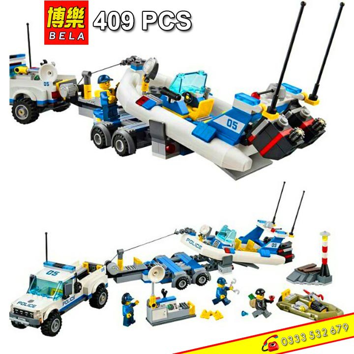 Bộ Lego Lắp Ráp Ninjago Cảnh sát Tuần Tra, Thuyền Cao Tốc. ( 409 Chi Tiết). Lego Ninjago City Police Du thuyền Cảnh sát