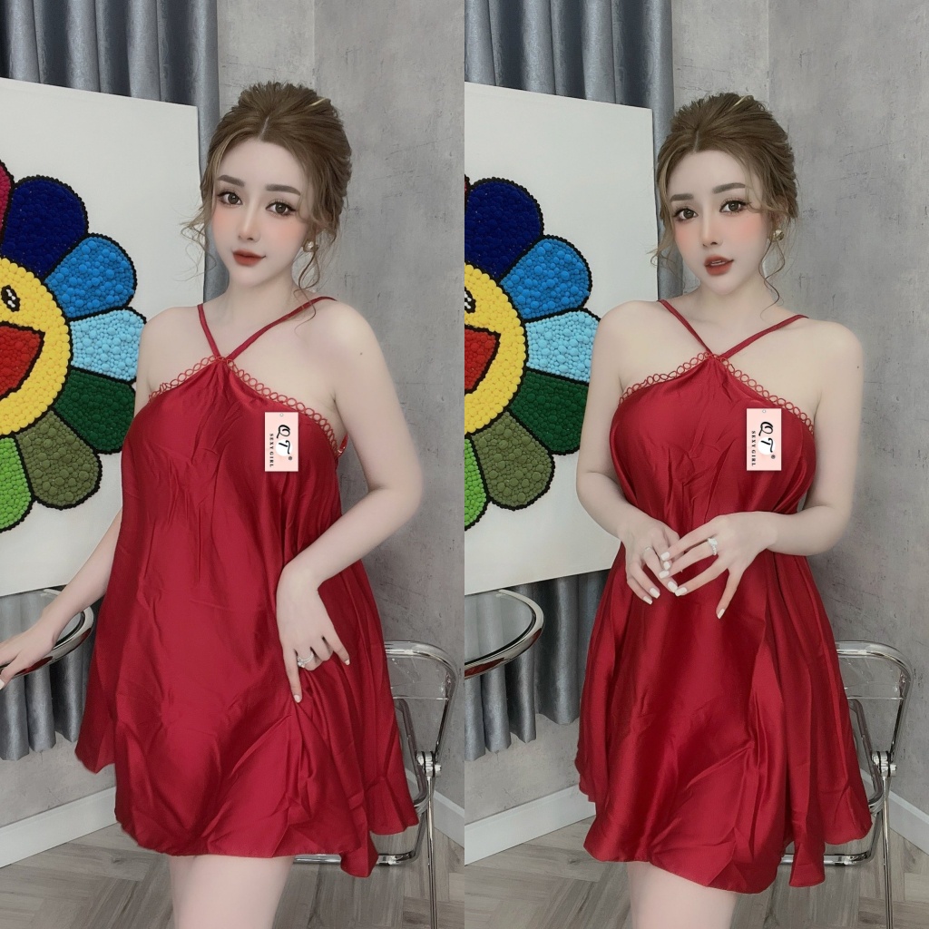 Váy Ngủ Sexy, Đầm Ngủ Sexy Mềm Mát Mặc Ngủ Gợi Cảm Freesize - Linqu Sleepwear