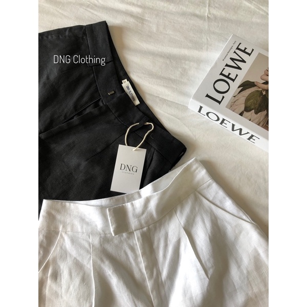 DNG Clothing | Quần ống rộng, suông dài linen đen tưng premium, dày dặn
