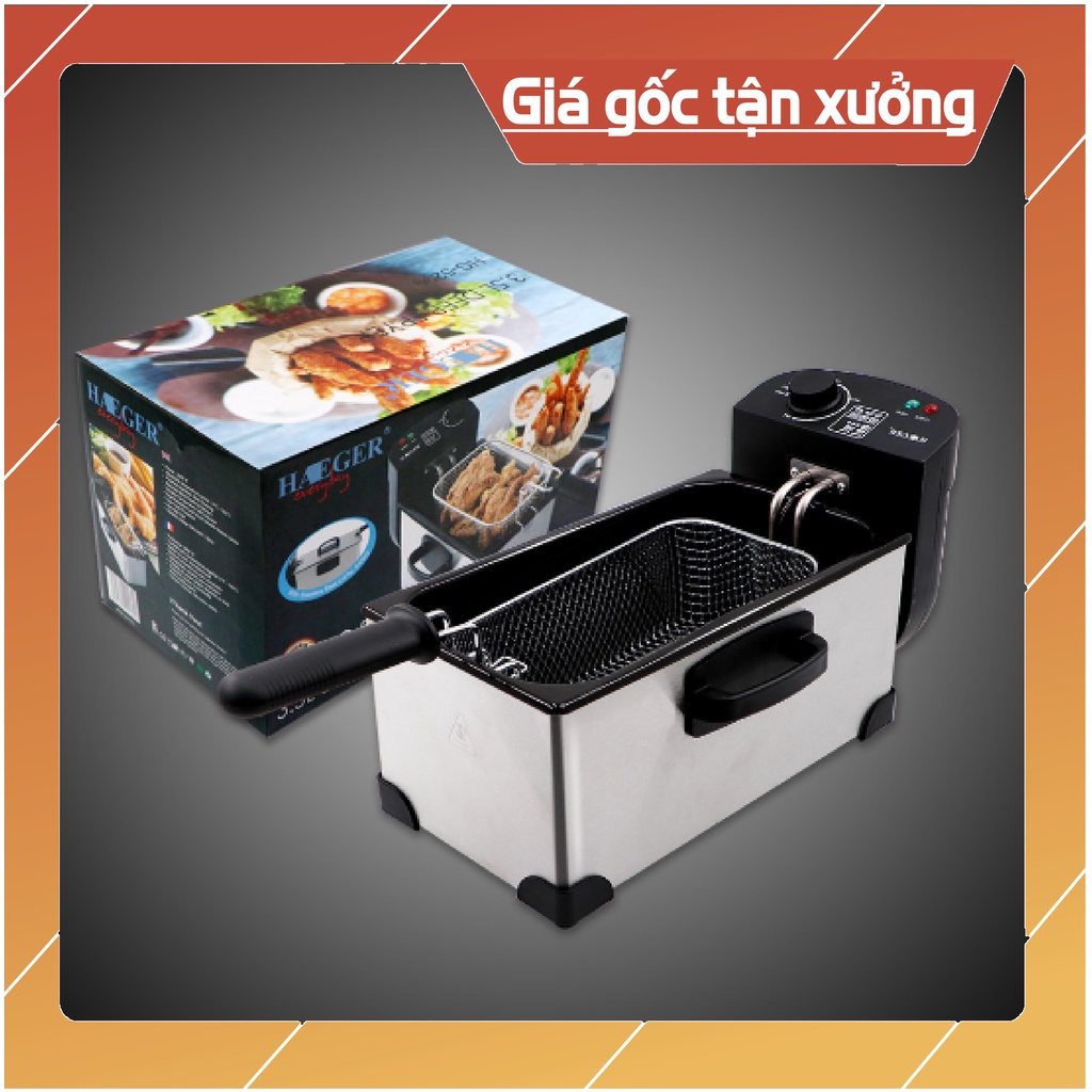 Nồi chiên chống dính ngập dầu HAEGER HG-5299 dung tích 3,5 lít bảng đo nhiệt độ dễ dàng