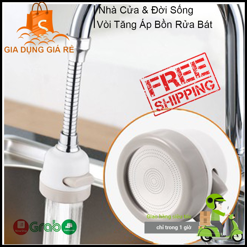 [Tăng Áp Siêu Mạnh] Vòi Tăng Áp Bồn Rửa Bát Inox Xoay 360 Độ, 3 Chế Độ Xả Nước Tiện Dụng