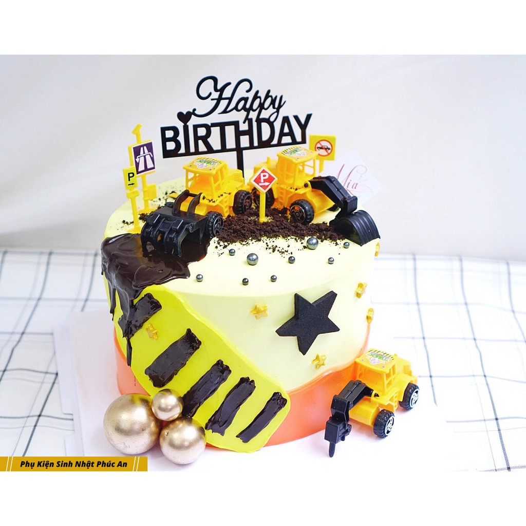 Cắm bánh kem mô hình biển báo giao thông trang trí bánh sinh nhật