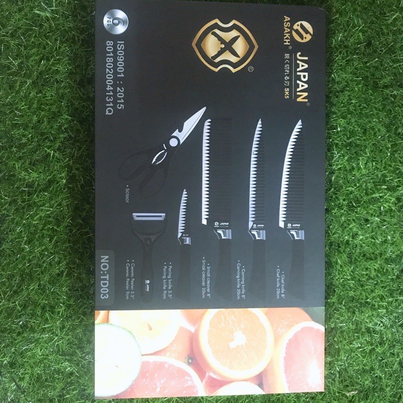 Bộ dao Nhật lượn sóng - Bộ dao Nhật 6 món cao cấp công nghệ Nhật Asakh