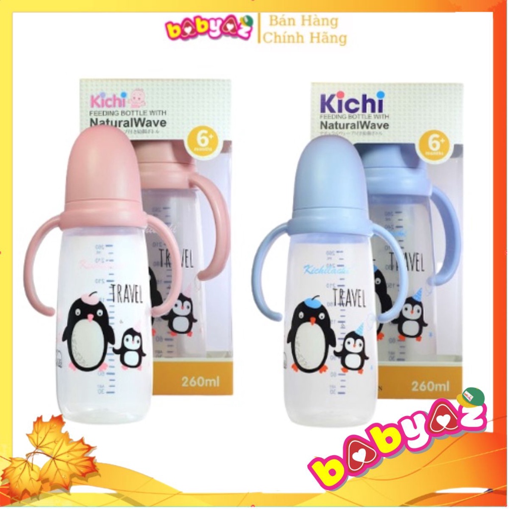 Bình Sữa KICHI PP Cổ Hẹp 260ml (Tặng Van Chống Sặc)