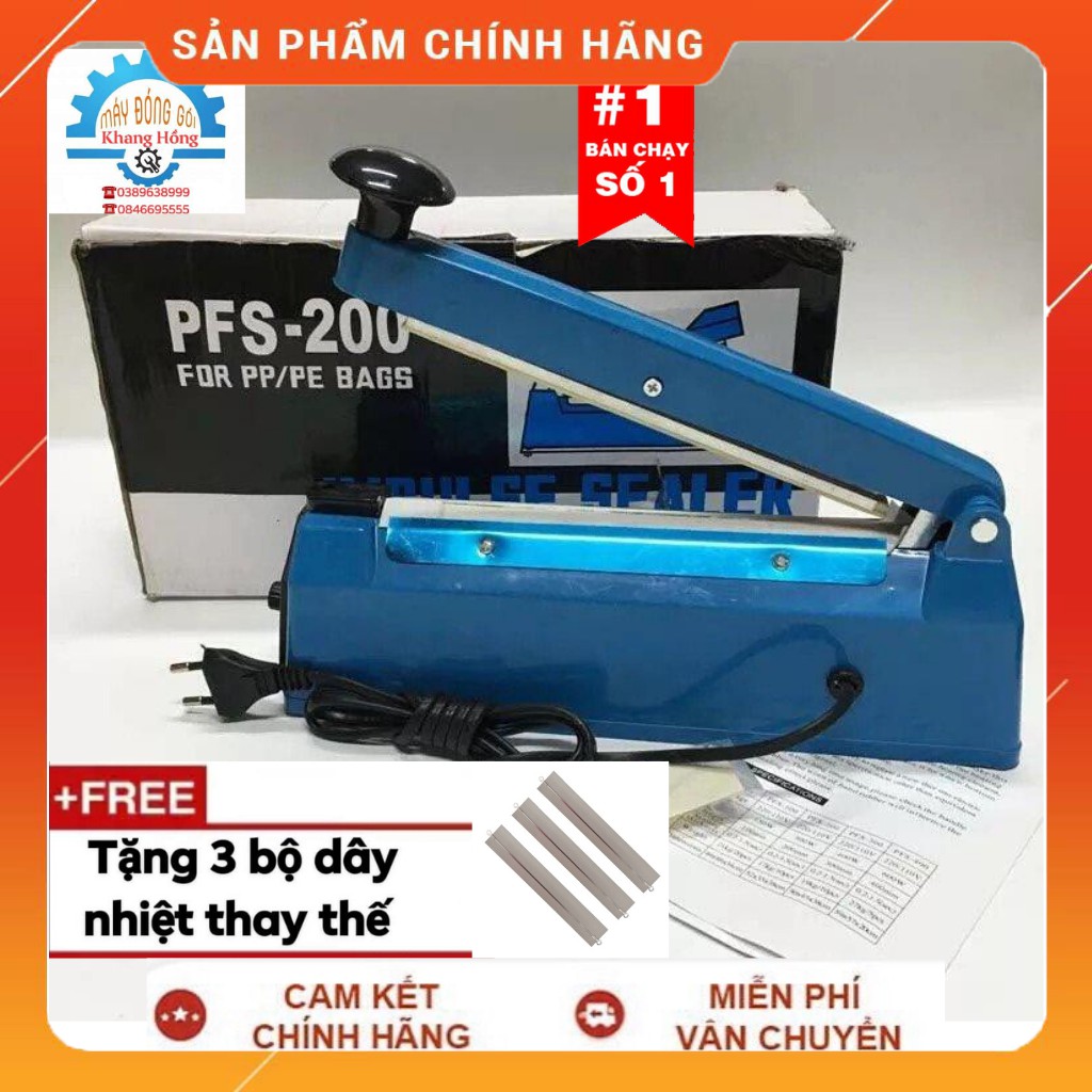 Máy hàn miệng túi dập tay PFS-200 vỏ nhựa dây dài 24cm, bề rộng mép hàn 2mm HÀNG CHÍNH HÃNG - MĐG KHANG HỒNG