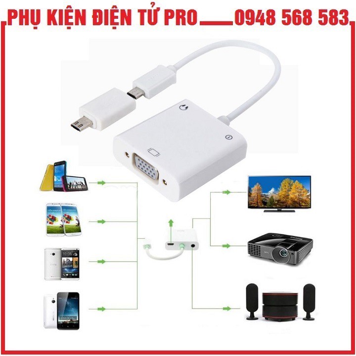 DÂY MHL DÙNG CHO ĐIỆN THOẠI ANDROID MHL TO VGA VIDEO AUDIO CABLE ADAPTER