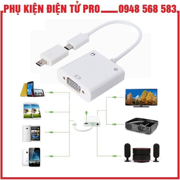 Dây Mhl Dùng Cho Điện Thoại Android Mhl To Vga Video Audio Cable Adapter