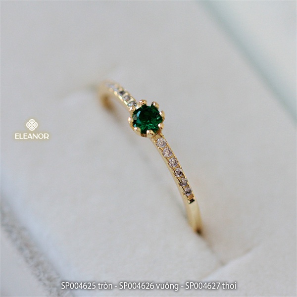 Nhẫn bạc nữ Eleanor Accessories đính đá xanh basic bạc 925 phụ kiện trang sức 4625