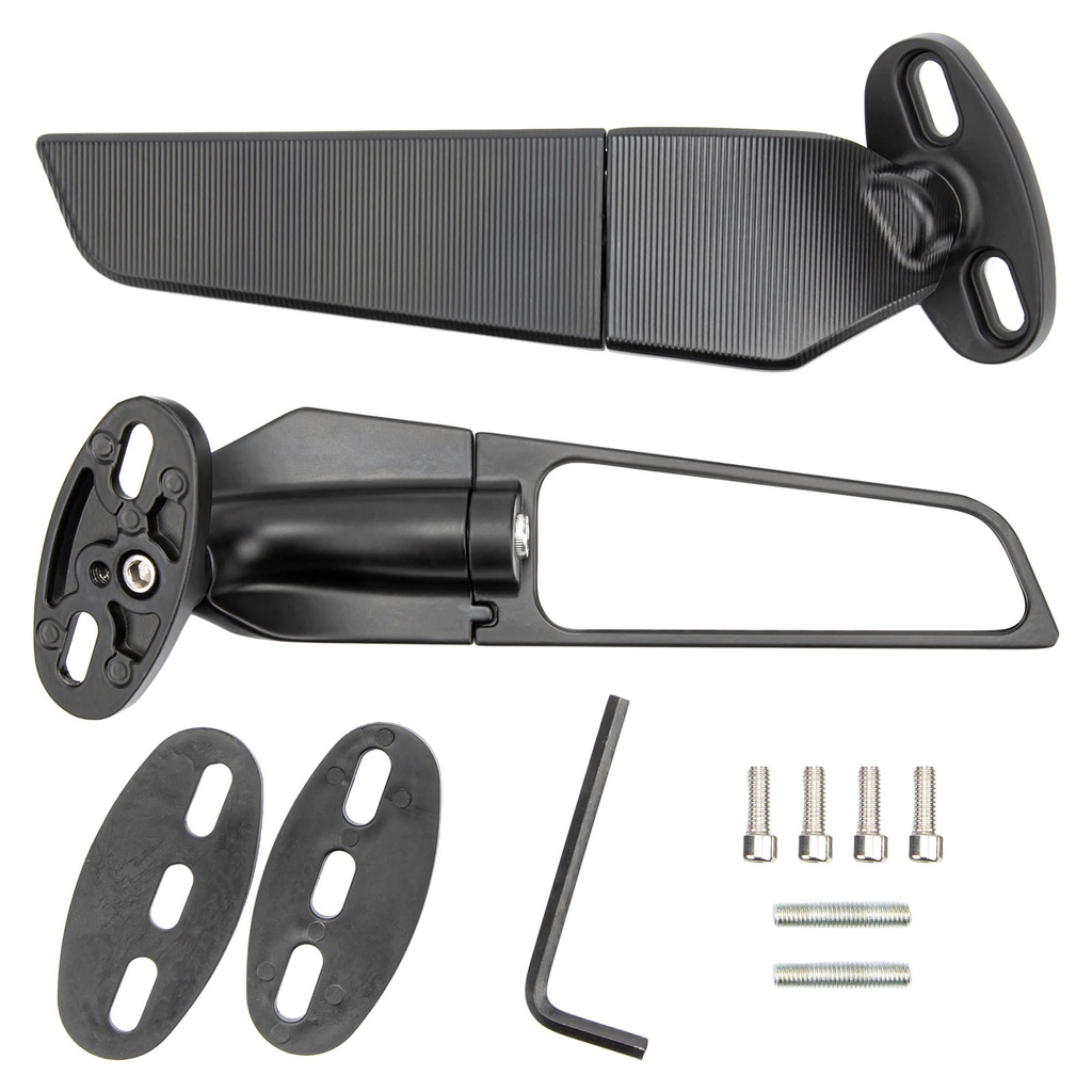 Có thể bán buôn 2 cái Gương chiếu hậu Xe máy Có thể Điều chỉnh Cánh gió Xoay Thay thế cho Ninja 250 300 H2 H4 Vermont055 Hàng giao ngay
