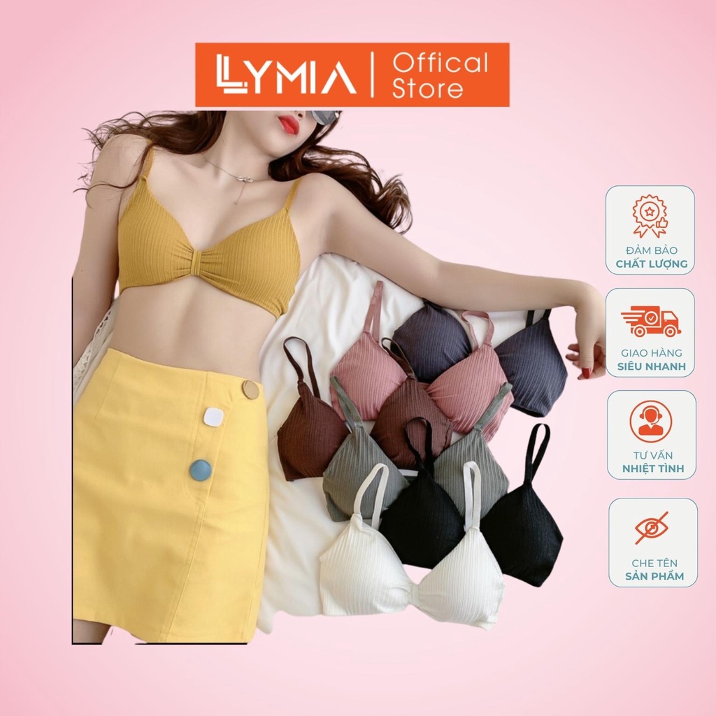 Áo Lót Bra Nữ Cotton Tăm LYMIA Thắt Nơ Điệu Có Đệm Không Gọng BR32