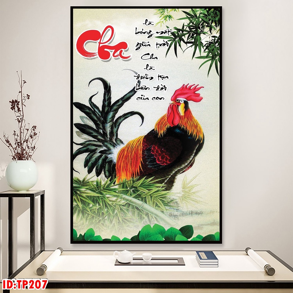 Tranh chữ thư pháp ý nghĩa, Cha-Mẹ, Thầy-Cô, Tâm-Tín- Nhẫn, tranh tráng gương 5D cao cấp.