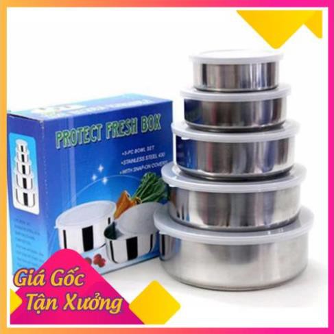 Cam kết  [Chất Lượng Cao] Bộ 5 Hộp Inox Đựng Thực Phẩm Có Nắp Đậy