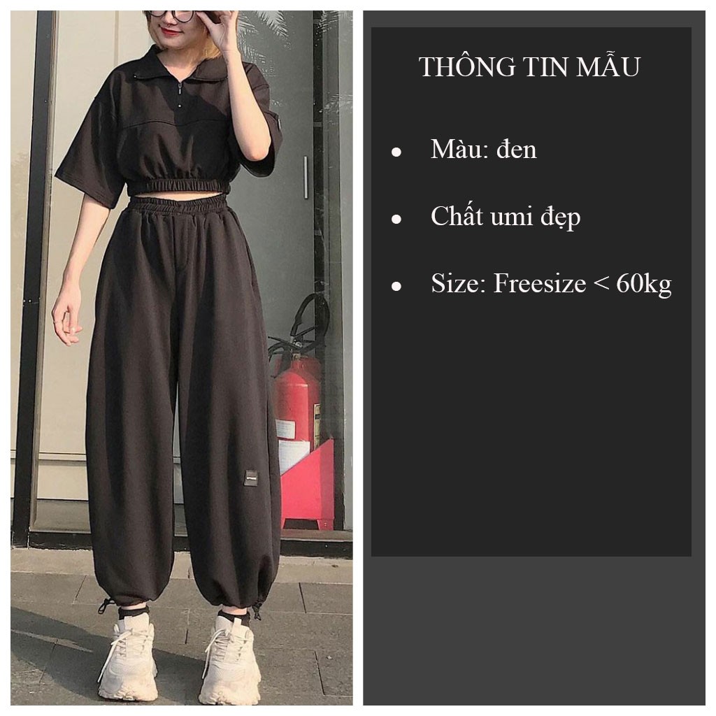 Set quần jogger áo croptop nữ chất Umi đẹp - VIETCEN