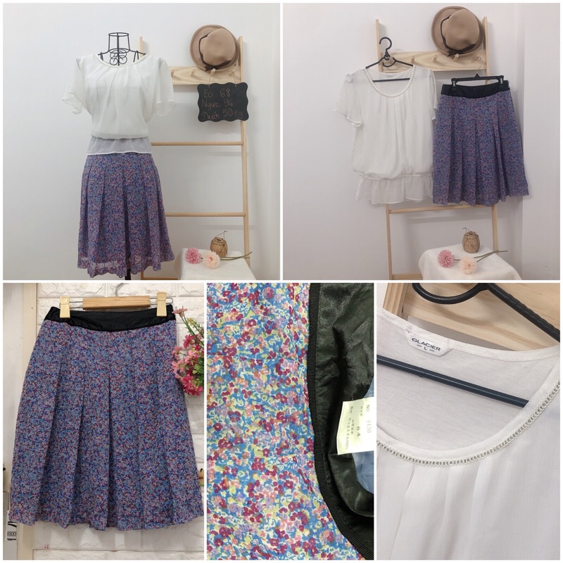 Chân váy kèm áo voan xô dưới 60 kg