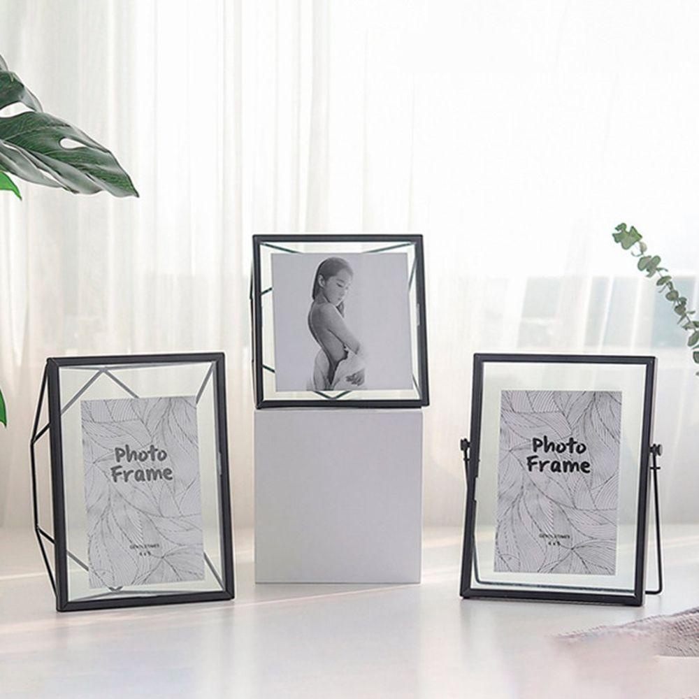 Bộ Khung Ảnh Bằng Kính Kèm Kẹp Để Bàn Trang Trí Nhà Cửa DIY
