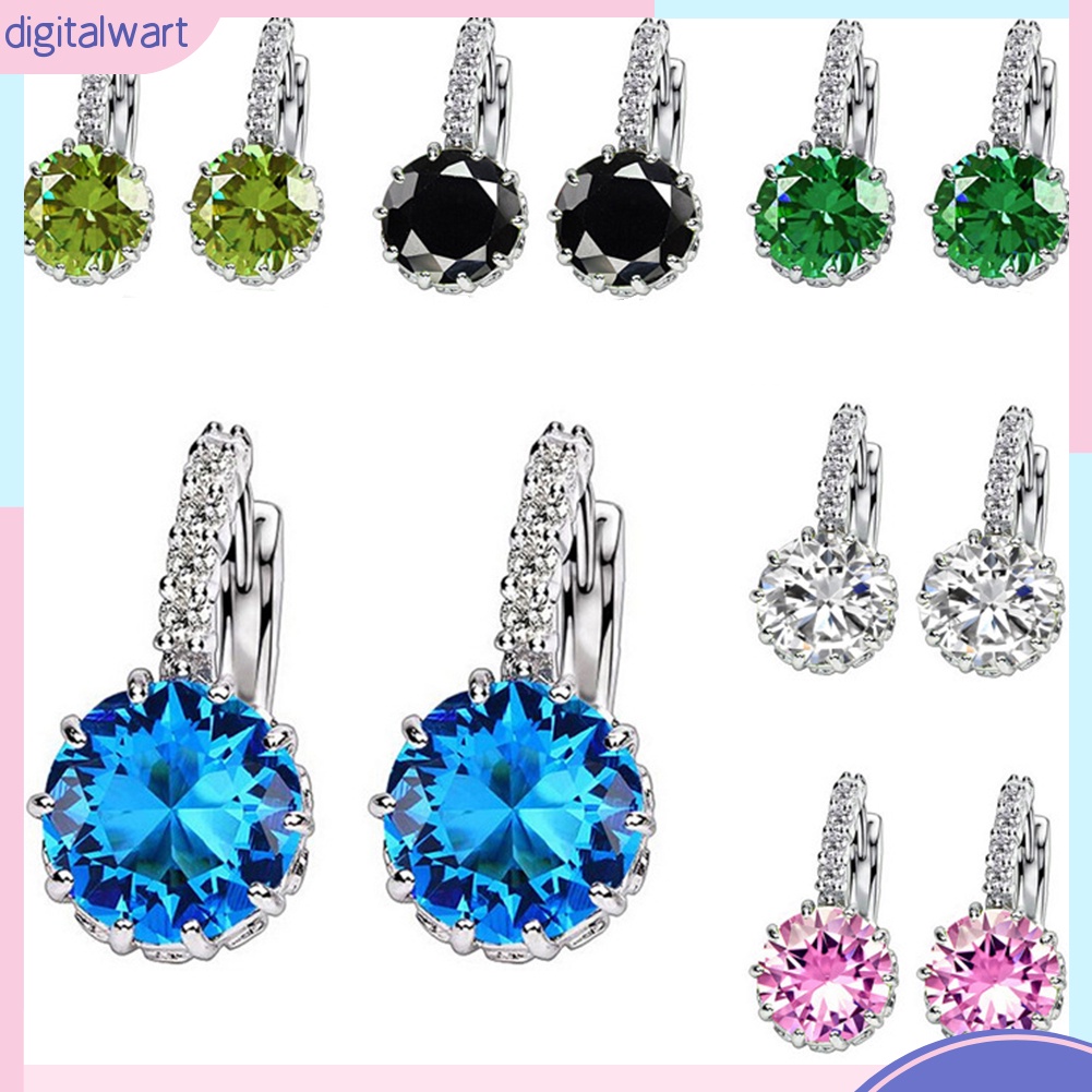 Khuyên tai tròn đính đá Zirconia thời trang cho nữ