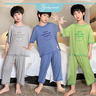 BABEPROUD Bộ đồ ngủ in chữ thoải mái thời trang cho bé trai 4-10 tuổi