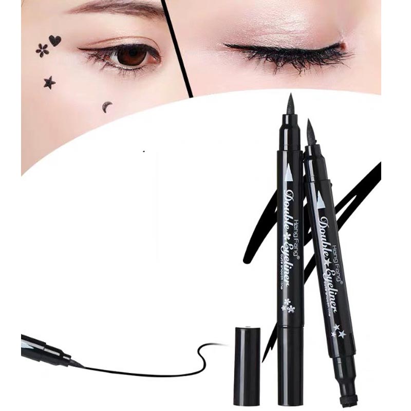 Bút kẻ mắt nước hai đầu màu đen chống thấm nước đầu hình sao/ trái tim