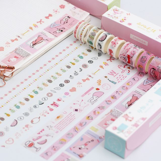 Set 10 cuộn băng dính trang trí washi tape