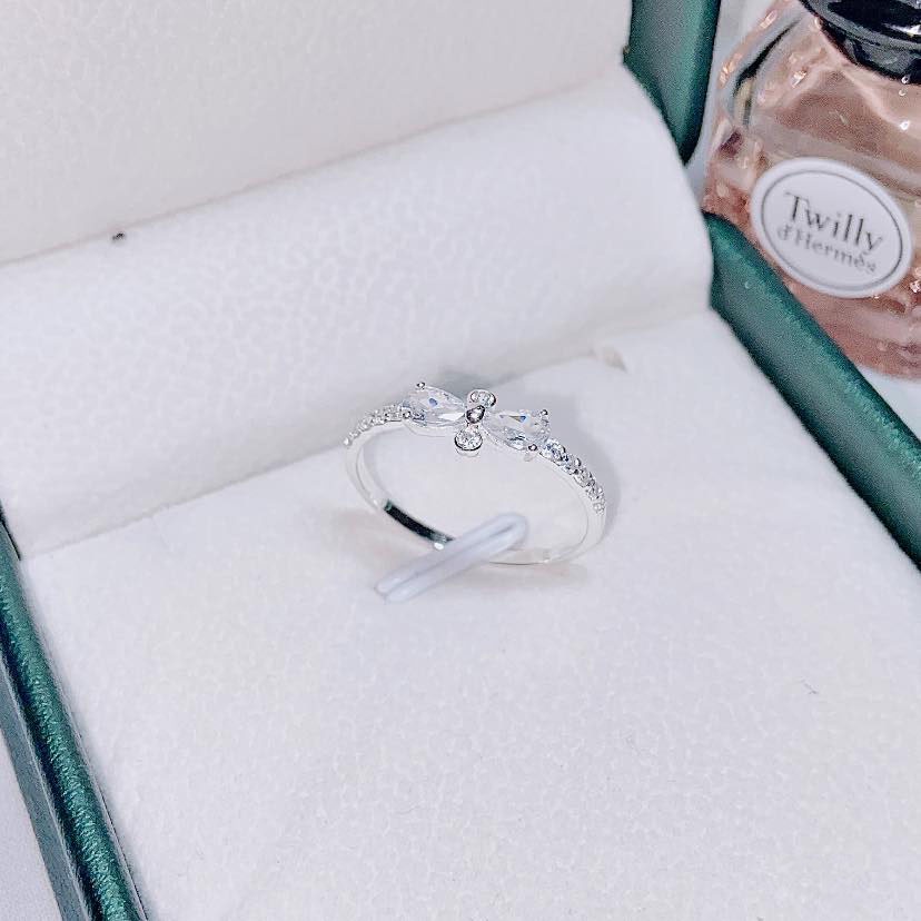 nhẫn nơ gắn đá , bạc ta 925 cho nữ - trang sức tân bạc