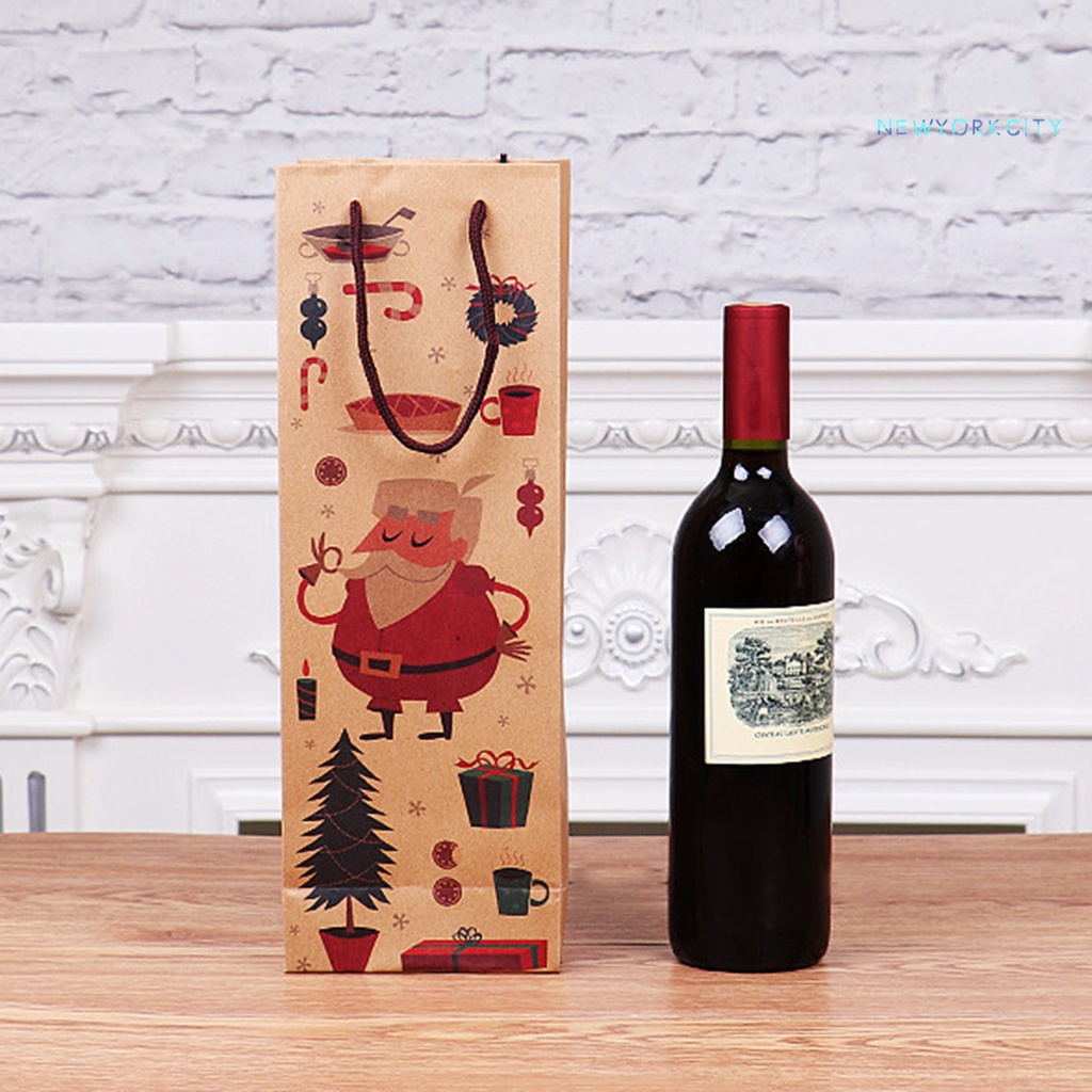 Túi Giấy Kraft In Họa Tiết Hoạt Hình Phong Cách Giáng Sinh Có Thể Tái Sử Dụng