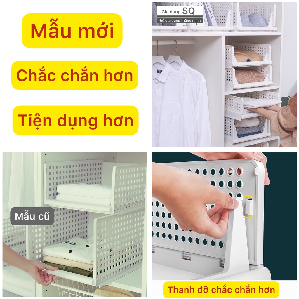 Giá chia ngăn tủ áo đời mới, khay xếp quần áo