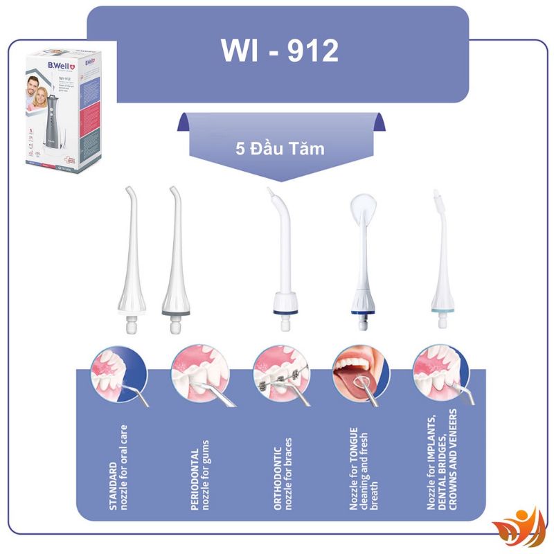 Máy tăm nước B.Well Swiss WI-912 chính hãng Thụy Sỹ - Bảo hành 2 năm