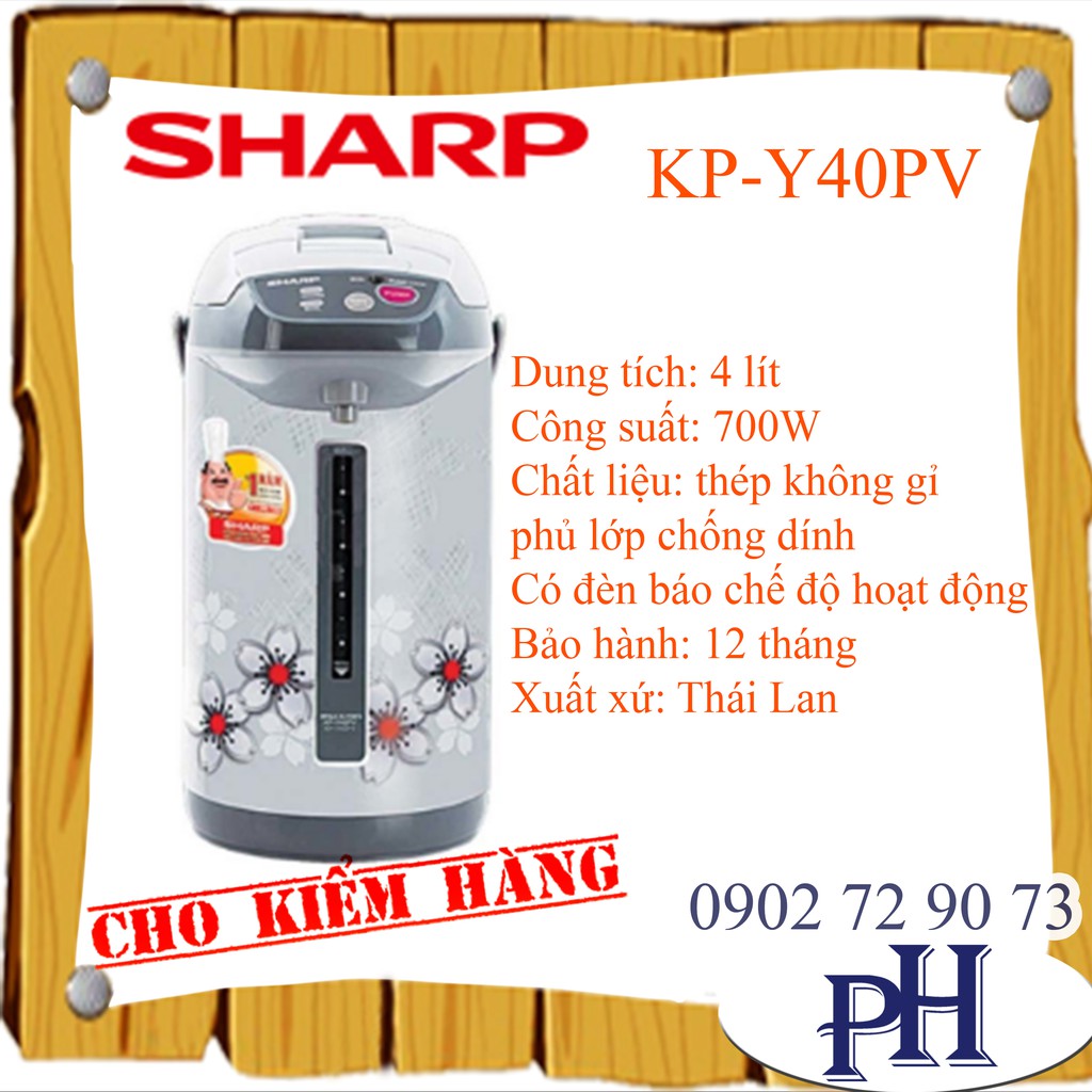 Bình thủy điện Sharp KP-Y40PV "SS" 700W 4L