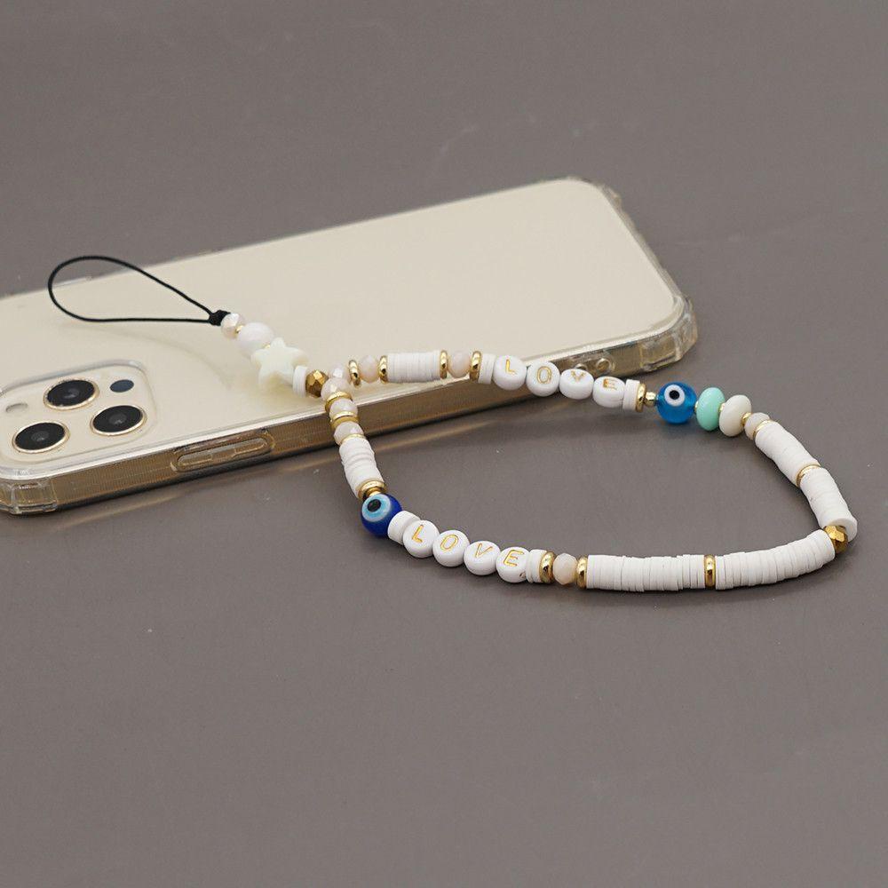 Norman Dây Đeo Điện Thoại Xỏ Hạt Acrylic Chống Thất Lạc Hình Đôi Mắt Quỷ Trang Sức Chữ LOVE