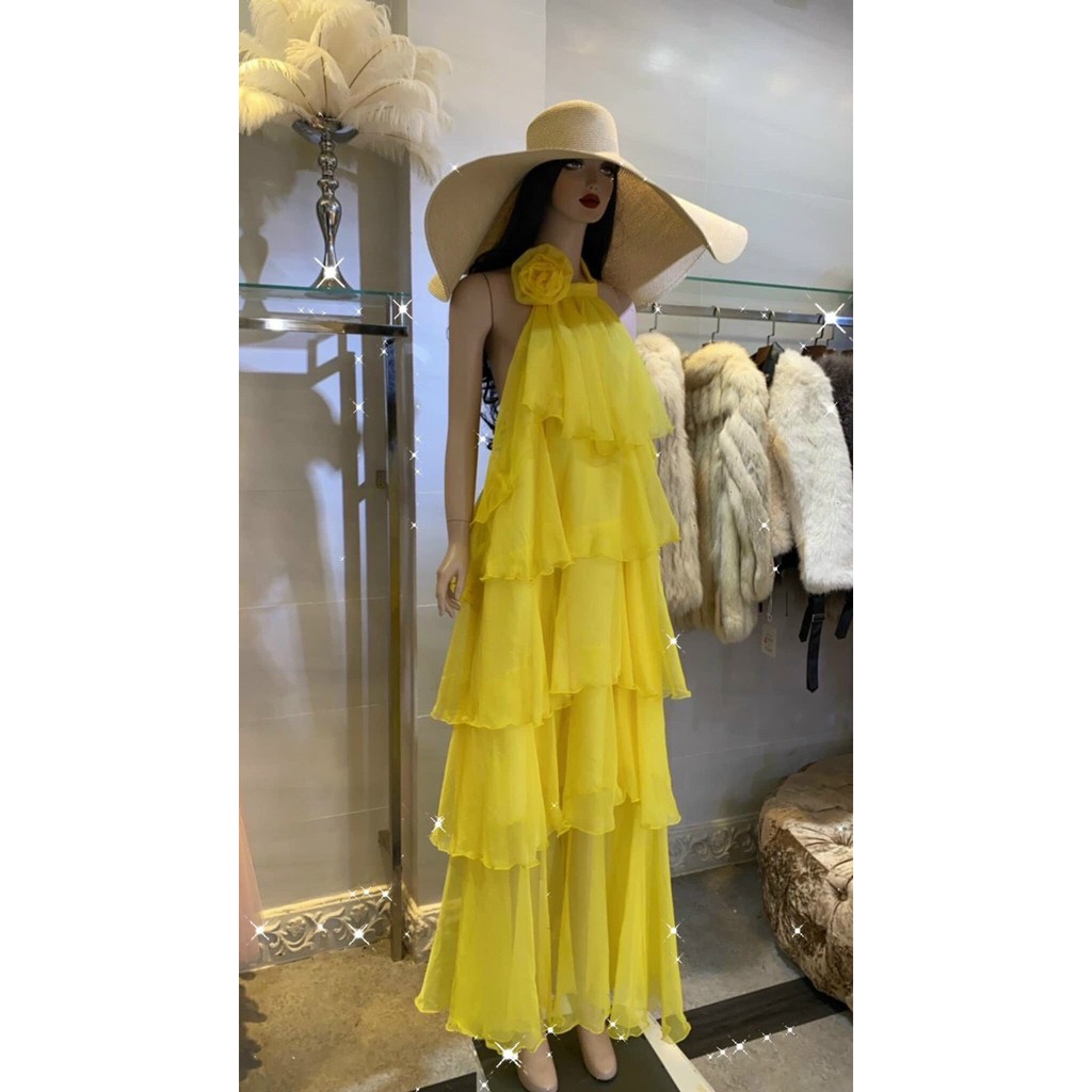 [FREESHIP 50K]  Đầm Maxi Nữ NHIHOUSE71 Cổ Yếm Đi Biển Bèo 5 Tầng Đính Bông Sang Chảnh Chất Voan Mềm Mại Nhẹ Mát 50 - 65K | BigBuy360 - bigbuy360.vn