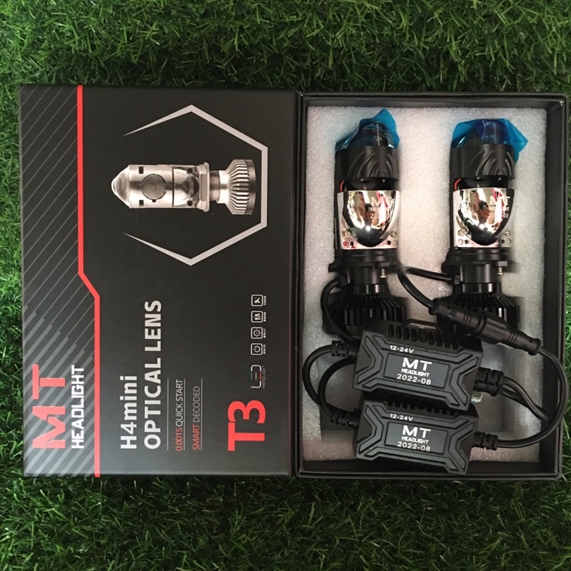 Đèn pha led bi cầu mini T3 chân H4, 50W có trợ pha